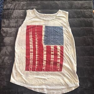 Lucky Brand White Tank Top American Flag, size Medium